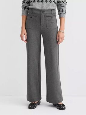 LOFT Palmer Wide Leg Pants Size 10 Heather Gray Ponte Stretch